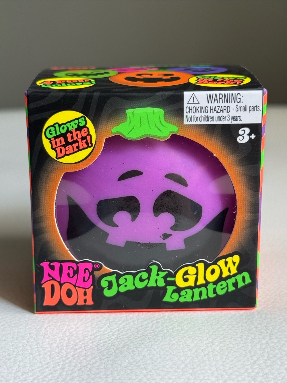 Needoh Jack Glow Lantern Pumpkin Halloween Purple Squishy Fidget Glow in Dark